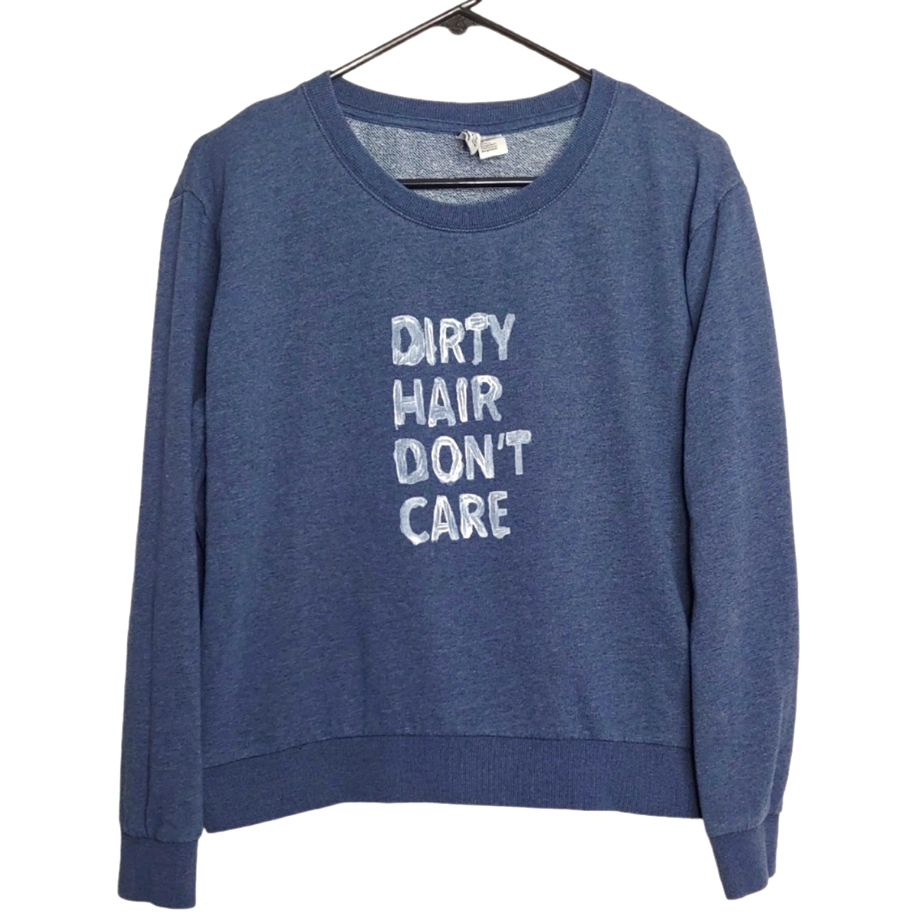 Divided By H&M Women's Basic Blue "Dirty Hair Don't Care" Sweatshirt Size Medium